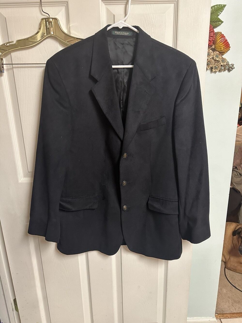 VNT Brandini Black Faux Suede Jacket Mens 40r Blazer Sport Coat 90s Y2K Rock